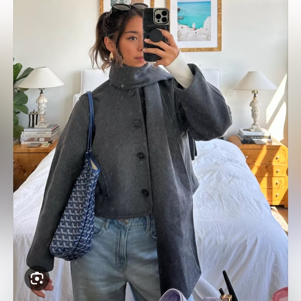 Abercrombie Wool Blend Jacket with Removable Scarf